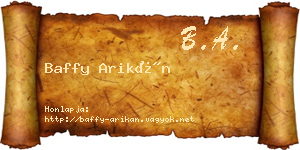 Baffy Arikán névjegykártya